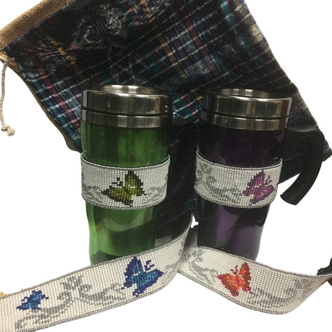 Mug with Beaded Butterfly Sleeve (colors available)
